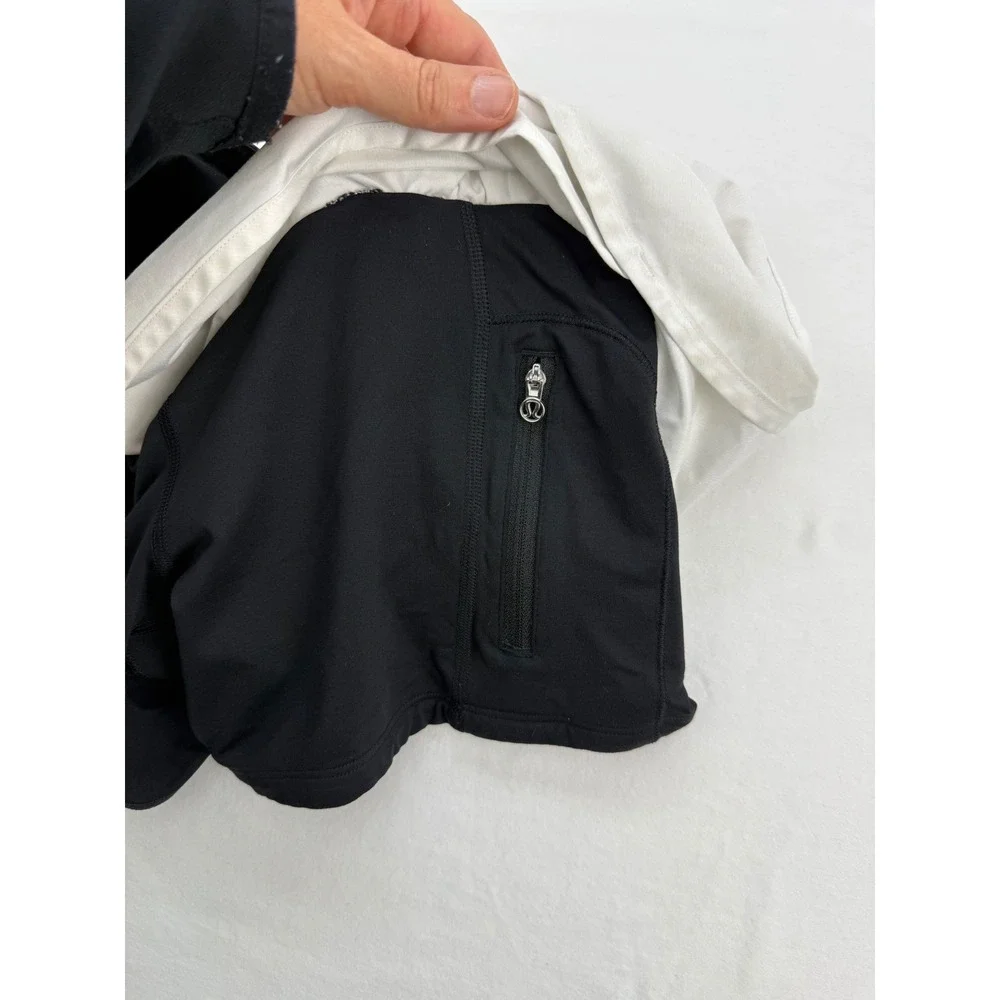 Lululemon Run Pace Setter Skirt Black White Pleated Athletic Skort Womens Size 6